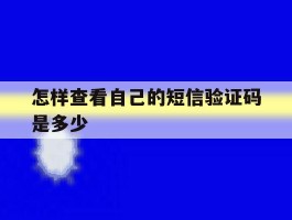 怎样查看自己的短信验证码是多少