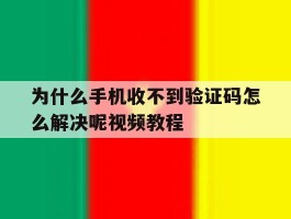 为什么手机收不到验证码怎么解决呢视频教程