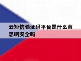 云短信验证码平台是什么意思啊安全吗
