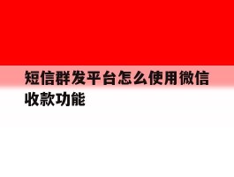 短信群发平台怎么使用微信收款功能