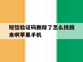 短信验证码删除了怎么找回来啊苹果手机