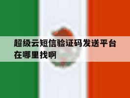 超级云短信验证码发送平台在哪里找啊