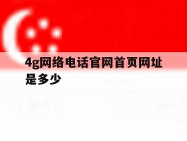 4g网络电话官网首页网址是多少