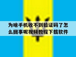 为啥手机收不到验证码了怎么回事呢视频教程下载软件