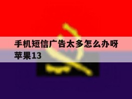 手机短信广告太多怎么办呀苹果13