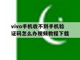 vivo手机收不到手机验证码怎么办视频教程下载