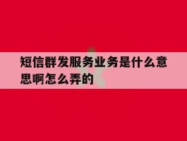 短信群发服务业务是什么意思啊怎么弄的