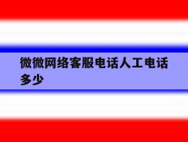 微微网络客服电话人工电话多少
