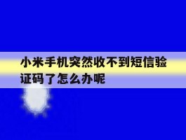 小米手机突然收不到短信验证码了怎么办呢