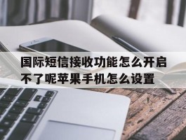 国际短信接收功能怎么开启不了呢苹果手机怎么设置