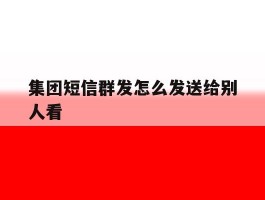 集团短信群发怎么发送给别人看
