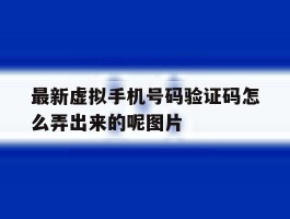 最新虚拟手机号码验证码怎么弄出来的呢图片
