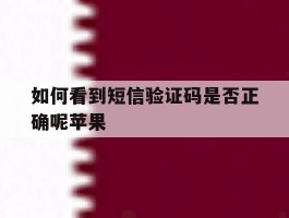 如何看到短信验证码是否正确呢苹果