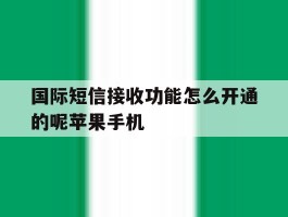 国际短信接收功能怎么开通的呢苹果手机