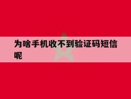 为啥手机收不到验证码短信呢