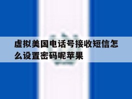 虚拟美国电话号接收短信怎么设置密码呢苹果