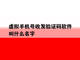 虚拟手机号收发验证码软件叫什么名字