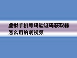 虚拟手机号码验证码获取器怎么用的啊视频