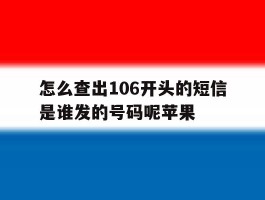 怎么查出106开头的短信是谁发的号码呢苹果