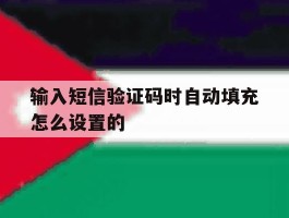 输入短信验证码时自动填充怎么设置的