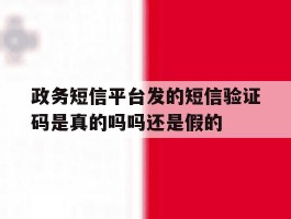 政务短信平台发的短信验证码是真的吗吗还是假的