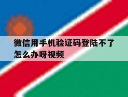 微信用手机验证码登陆不了怎么办呀视频
