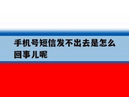 手机号短信发不出去是怎么回事儿呢