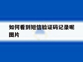 如何看到短信验证码记录呢图片