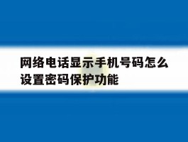网络电话显示手机号码怎么设置密码保护功能