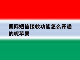 国际短信接收功能怎么开通的呢苹果