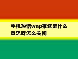 手机短信wap推送是什么意思呀怎么关闭
