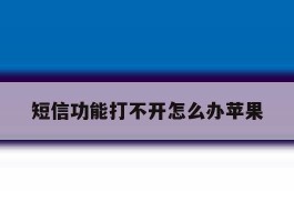 短信功能打不开怎么办苹果