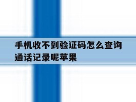 手机收不到验证码怎么查询通话记录呢苹果