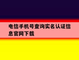 电信手机号查询实名认证信息官网下载