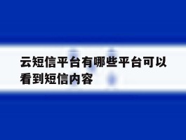 云短信平台有哪些平台可以看到短信内容