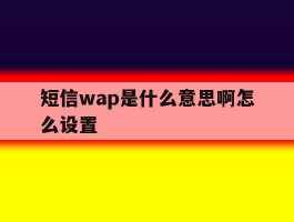 短信wap是什么意思啊怎么设置